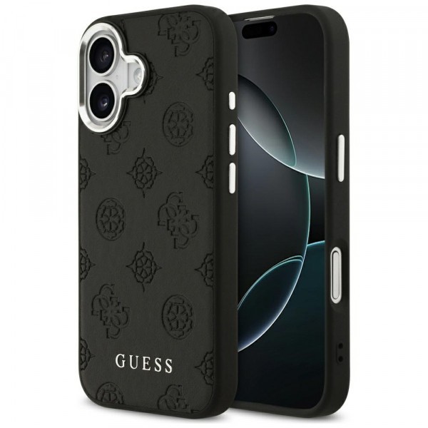Husa MagSafe pentru Apple iPhone 17, Guess, Peony Hot Stamp Script, Neagra