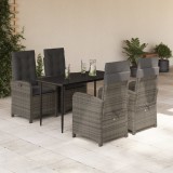 VidaXL Set mobilier de grădină cu perne, 5 piese, gri, poliratan