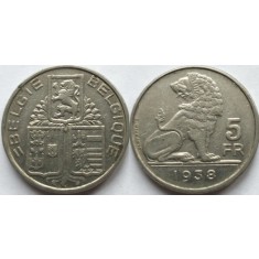 Belgia 1938 - 5 franci, circulata