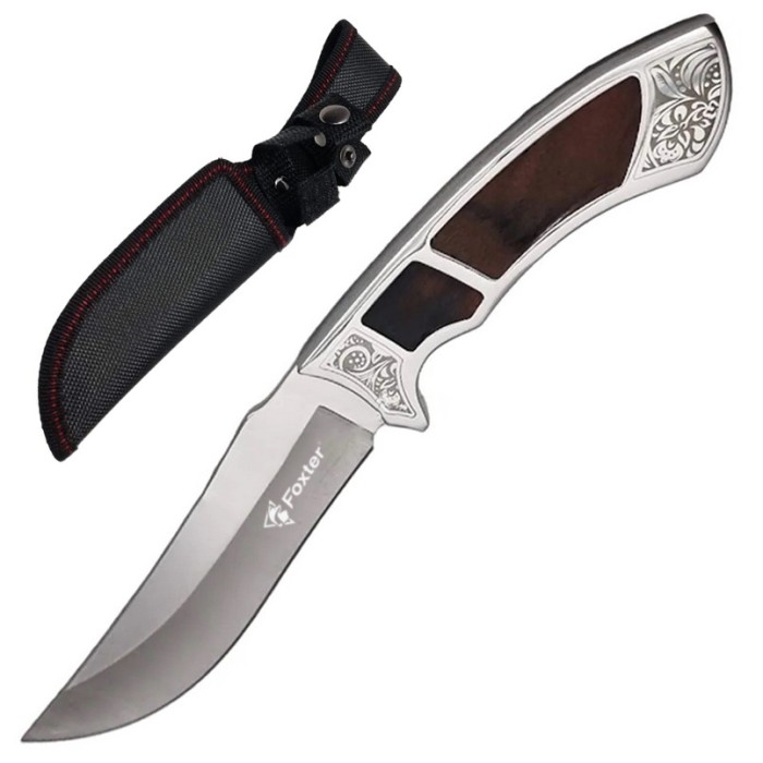 Cutit de vanatoare militar Finka Foxter, 22 cm, otel si lemn, husa inclusa