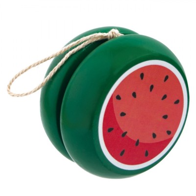 Jucărie Yo-Yo Lemn, Diametru 5.5cm, Grosime 3.5cm, Model Pepene Verde foto