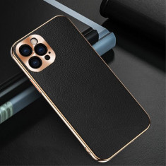 Husa telefon IPhone 12 Pro TPU din piele ecologica Neagra