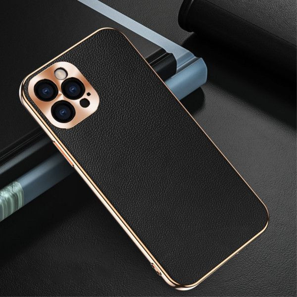 Husa telefon IPhone 12 Pro TPU din piele ecologica Neagra