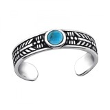 Inel de picior argint, Rotund, Blue Turquoise Reglabil, A4S27897