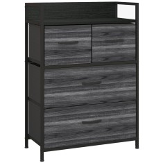 HOMCOM Comodă, Bufet, 4 sertare din material textil, Design industrial, 60x29x85cm, Negru | Aosom Romania