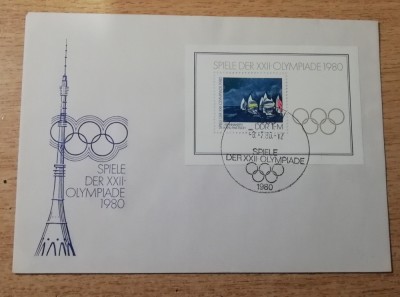 B14 - FDCS - Germania - Jocurile Olimpice Moscova - 1980 - colita foto