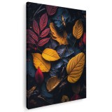 Tablou canvas frunze toamna in nuante galben, rosu, negru 1070 Tablou canvas pe panza CU RAMA 40x60 cm