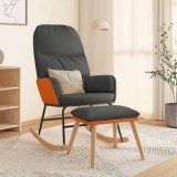 vidaXL Scaun balansoar cu taburet, gri &icirc;nchis, textil