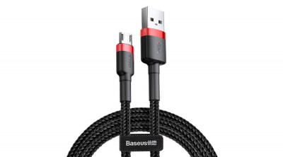 Baseus Micro USB Cafule Cablu de date și &amp;icirc;ncărcare 1.5A 2m roșu negru (CAMKLF-C91) foto