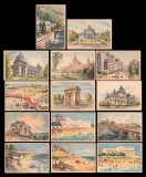 1957 Romania - Set 14 intreguri carti postale Turismul in RPR, ilustrate de propaganda, Circulata, Printata