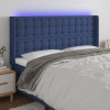 Tablie de pat cu LED, albastru, 163x16x118/128 cm, textil GartenMobel Dekor, vidaXL
