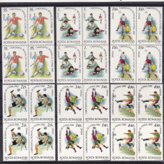 ROMANIA 1981 LP 1046 CAMPIONATUL MONDIAL DE FOTBAL BLOCURI DE 4 TIMBRE MNH