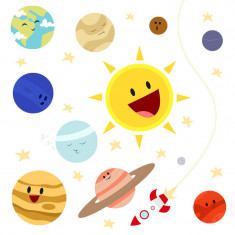 Sticker decorativ Giftify Bebe Cosmos, autocolant cu planete din sistemul solar foto