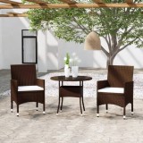 Set mobilier bistro, 3 piese, maro, poliratan/sticla securizata GartenMobel Dekor, vidaXL