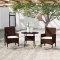 Gossi set mobilier bistro, 3 piese, maro, poliratan/sticla securizata