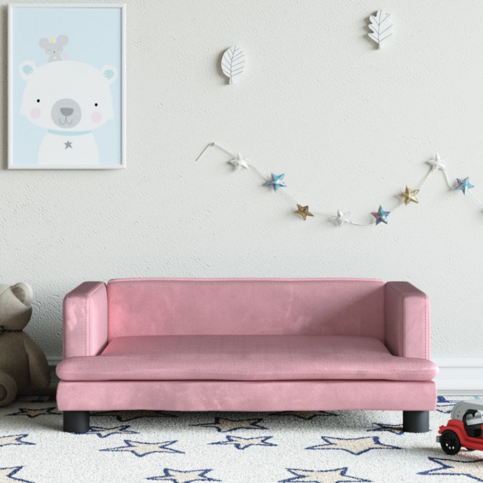 Canapea pentru copii, roz, 80x45x30 cm, catifea GartenMobel Dekor