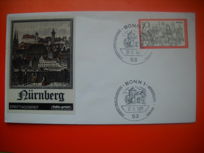 HOPCT PLIC S FDC NR 698 NURNBERG 1971 GERMANIA -NECIRCULAT