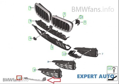 Ornament sub grila dreapta BMW X6 (2014-&amp;gt;) [F16,F86] foto