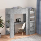 Cumpara ieftin Cadru de pat supraetajat cu birou Gri din beton 75 x 190 cm