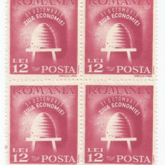 |Romania, LP 223/1947, Ziua Eonomiei, bloc de 4 timbre, MNH