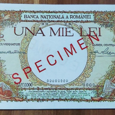 REPRODUCERE bancnota specimen 1000 lei 1938 Romania