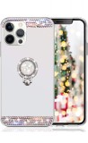 Husa silicon oglinda , inel si pietricele Iphone 13 Pro Max , Argintiu