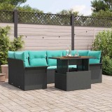 vidaXL Set de canapele pentru grădină 7 pcs Negru Rattan poli 3358027