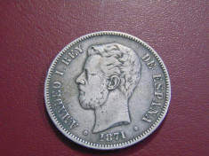 Moneda argint 5 Pesetas 1871, 25gr(cr32) foto