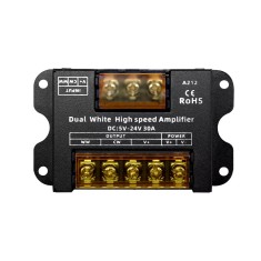 Amplificator pentru banda LED Dual White( WW, CW ), A212, 5-24V , 30 A , negru