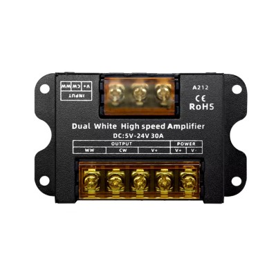Amplificator pentru banda LED Dual White( WW, CW ), A212, 5-24V , 30 A , negru foto