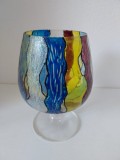 ** Pahar tip cupa, de sticla, art deco, vitraliu 4 culori, 16cm inaltime