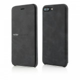 Husa Vetter pentru iPhone 7 Plus, Flip Series Leather Feel, Dark Gri