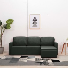 vidaXL Canapea extensibilă modulară, 3 locuri, gri, piele ecologică