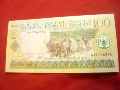 Bancnota 100 franci Rwanda 2003 , cal. Necirculat foto