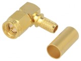 Conector SMA tată unghi 90&deg; 50&Omega; pentru cablu RG142/RG223/RG400