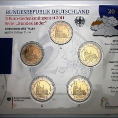 GERMANIA 2011 - 5 x 2 euro comemorativ -Domul din Koln -A,D,F,G,J -blister/BU