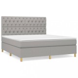 Cumpara ieftin Pat continental cu saltea, gri deschis, 160x200 cm, textil