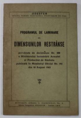 PROGRAMUL DE LAMINARE AL DIEMNSIUNILOR RESTRANSE , 1943 foto