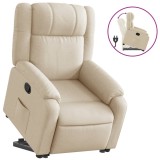 Cumpara ieftin Fotoliu rabatabil cu ridicare pe verticala, crem, textil