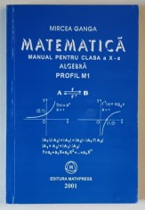 MATEMATICA , MANUAL PENTRU CLASA A X - A , ALGEBRA , PROFIL M1 de MIRCEA GANGA , 2001 foto
