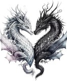 Cumpara ieftin Sticker decorativ, Cuplu Dragon, Alb, 71 cm, 8151ST-1