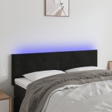 Gossi tablie de pat cu led, negru, 144x5x78/88 cm, catifea