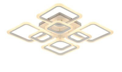 Lustra LED, 182W, 8 patrate, alb, telecomanda, lumina rece/calda/neutra, intensitate reglabila foto