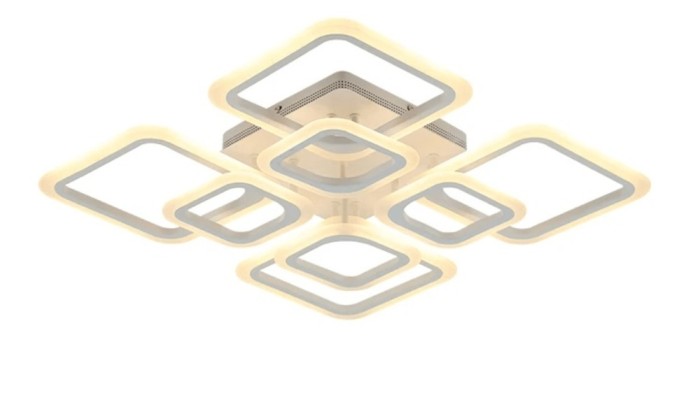 Lustra LED, 182W, 8 patrate, alb, telecomanda, lumina rece/calda/neutra, intensitate reglabila