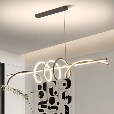 Lustra LED suspendata cu telecomanda RIBBON 66W, Liniara, lumina Rece/Calda/Neutra, Dimabila, Negru, Inaltime Reglabila ModernLight Concept foto