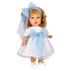 Papusa Nines D&#039;Onil Susette Tul cu parul blond, sunete, funda albastra si miros de vanilie 45 cm