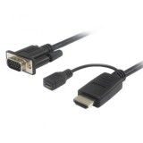 Cablu HDMI la VGA cu alimentare micro USB T-T 2m Negru, khcon-20, Oem