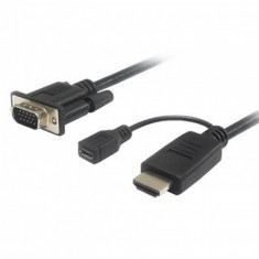 Cablu HDMI la VGA cu alimentare micro USB T-T 2m Negru, khcon-20 foto