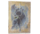 Tablou Taur &ndash; rășină epoxidică pe lemn, fir de l&acirc;nă, handmade, 30x20 cm