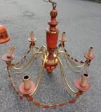 Elegant candelabru antic din lemn și fier forjat,piesa deosebita